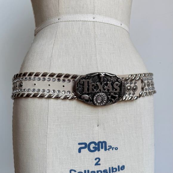 Vintage 2000s MALINI MURJANI Texas Studded Rhinestone Cowgirl Belt - Picture 5 of 10